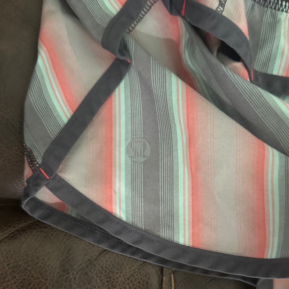 Striped Gray and Pink Women's Shorts - Picture 3 of 4